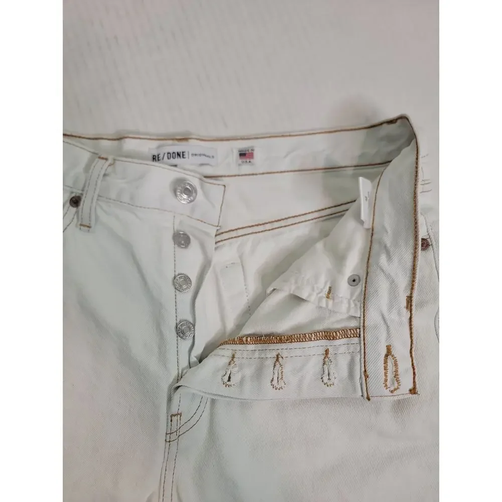 Re/Done X Originals The Long Denim Shorts SZ 29 Cotton Distressed Light Jorts